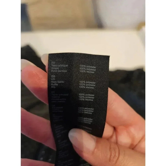 Maje Polka Dot Ruffle Long Sleeve Knee Length Dress. Black White Size 38 - Picture 5 of 6